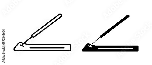 Billede på lærred vector set of black and white writing instruments on a ruler minimalistic design
