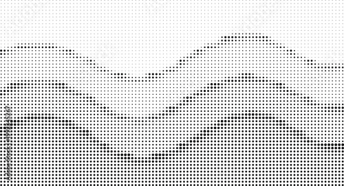 Minimalist halftone wave pattern with black dots on transparent background for web design.