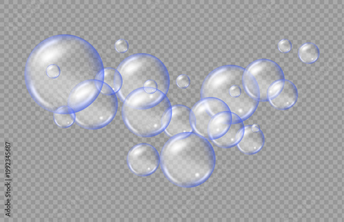 Glossy pink gum bubble spheres with transparent jelly texture abstract background.