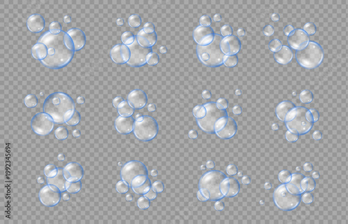 Glossy pink gum bubble spheres with transparent jelly texture abstract background.