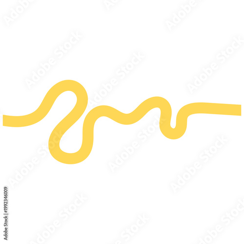 Continuous Yellow Wavy Squiggle Line Graphic on White Background