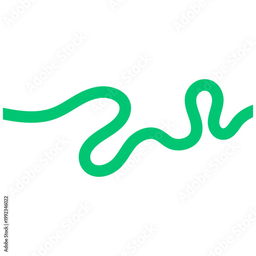 Minimalist Abstract Curvy Green Line on White Background