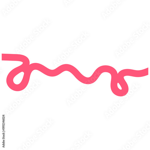Abstract Pink Wavy Squiggly Line Graphic Element Isolated on White Background