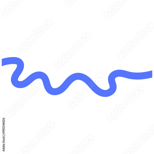 Abstract Wavy Blue Squiggle Line Graphic Isolated on White Background