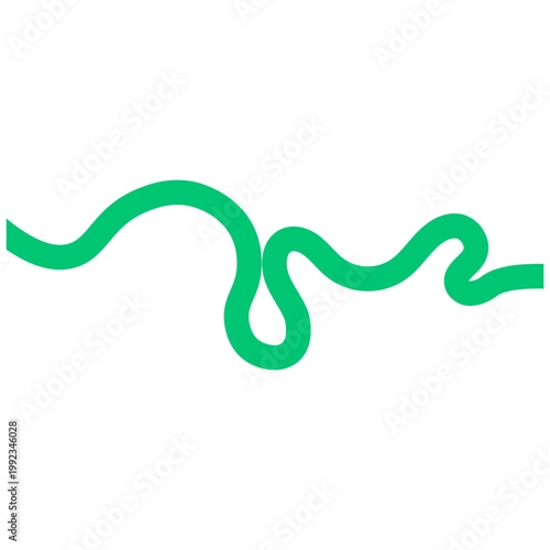 Abstract Green Wavy Squiggle Line Illustration on White Background