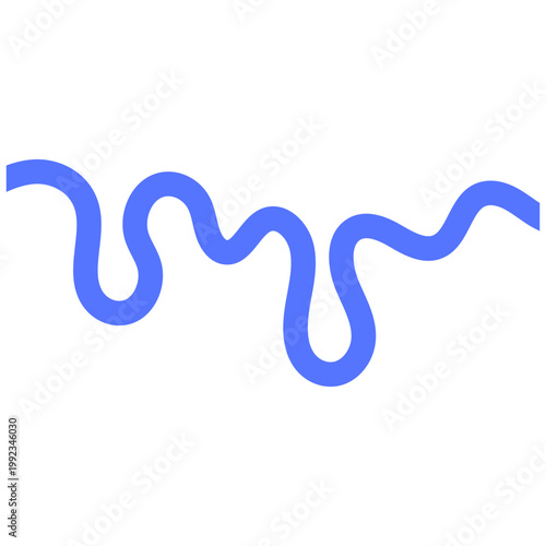 Minimalist blue abstract wavy Squiggle line illustration on white background