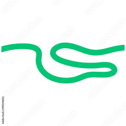 Abstract Green Wavy Squiggle Line Graphic on White Background