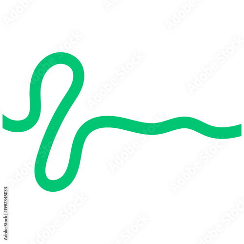 Minimalist Abstract Green Heartbeat Pulse Waveform Squiggle Line Isolated on White Background