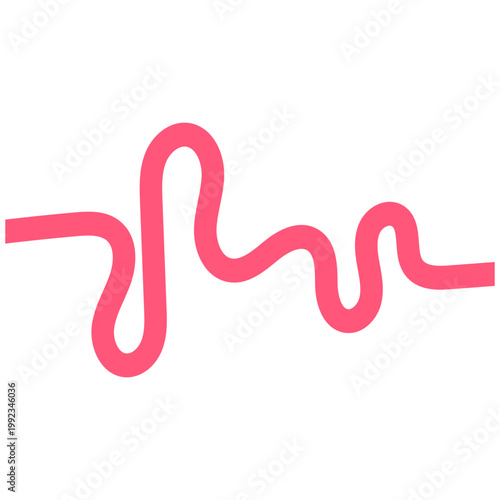 Abstract Pink Wavy Squiggle Line Illustration on White Background