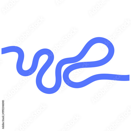 Abstract Blue Wavy Line Minimalist Squiggle on White Background