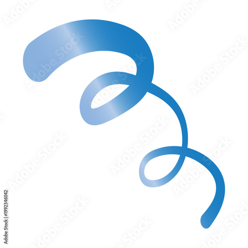 Abstract Blue Gradient Curly Ribbon Design Element Isolated on White