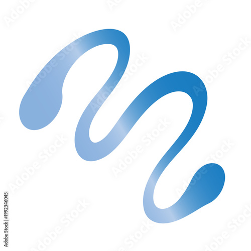 Abstract Blue Gradient Wavy Line and Fluid Curvy Shape Design Element