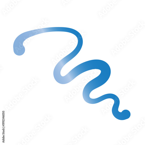 Abstract Blue Gradient Wavy Squiggle Line Illustration Isolated on White Background