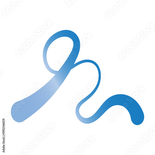 Abstract Blue Gradient Wavy Line Illustration on White Background