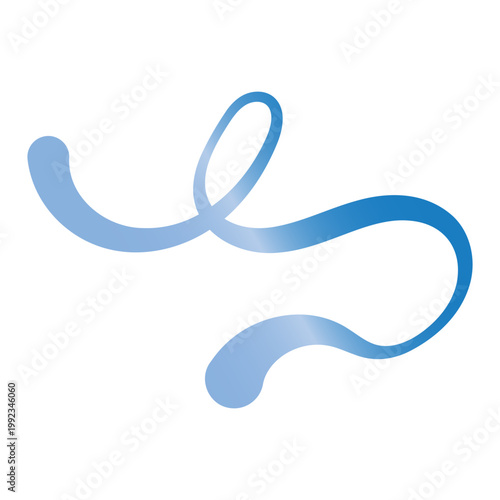 Abstract Blue Gradient Squiggly Line and Flowing Ribbon Design on White Background