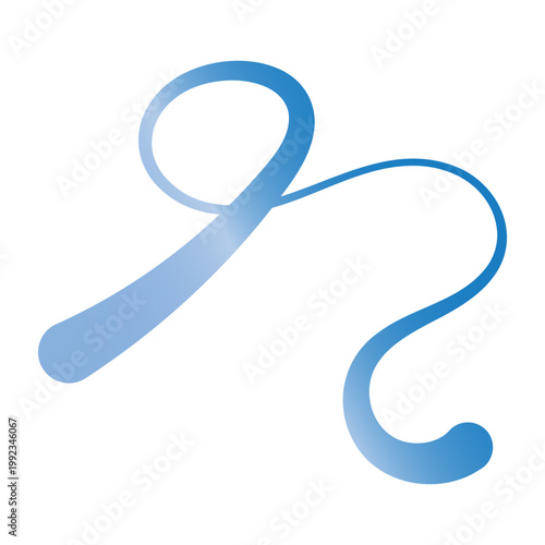 Abstract Blue Gradient Fluid Ribbon Graphic Element Isolated on White