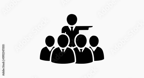 Business Leader Directing a Team Silhouette Icon