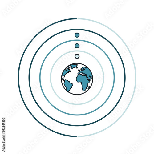 Earth surrounded by concentric circles.