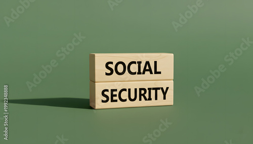 A stack of wooden blocks with the words social security on them