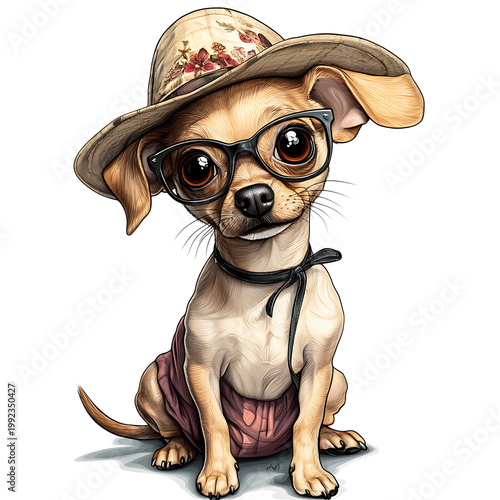 Dog, Animal, Pet, Art, Image for Printing, with White Background, for Stickers, T-shirt Design, Hat, Mug, Flip-flop, Mousepad