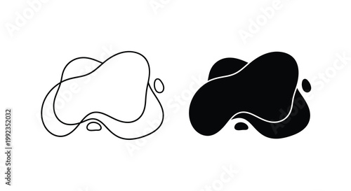 Abstract fluid shapes in black and white mirrored design elements