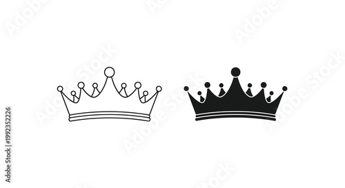 Two black and white crown illustrations with differing stylistic details