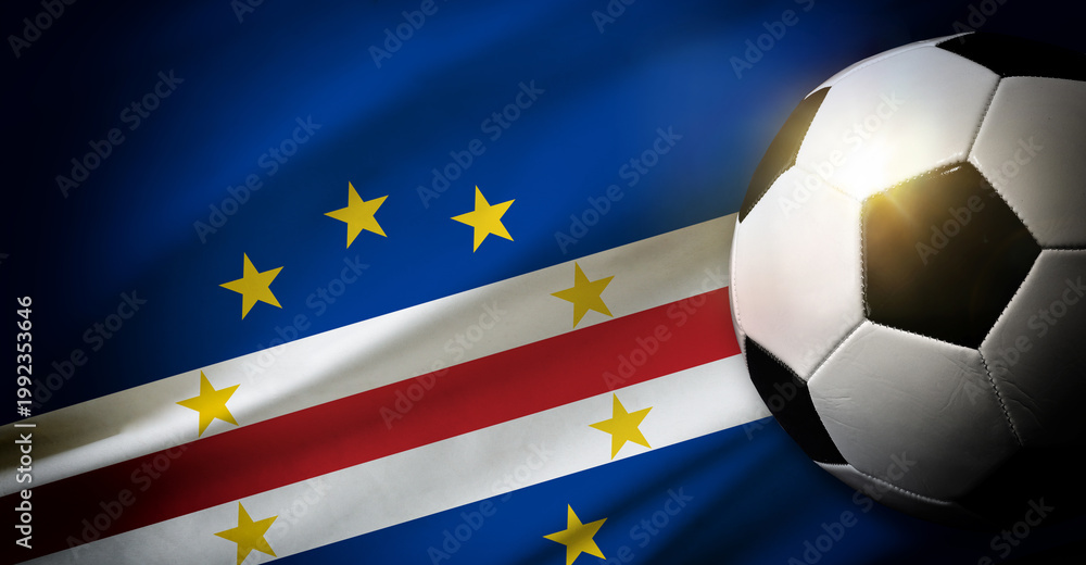 Naklejka premium Cape Verde Flag Soccer Ball Background