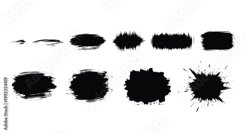 Black Brush Stroke Effects, Ink Splatters, Smudges, Vector Graphics