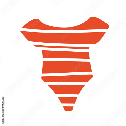 Red and white horizontal striped one piece swimsuit