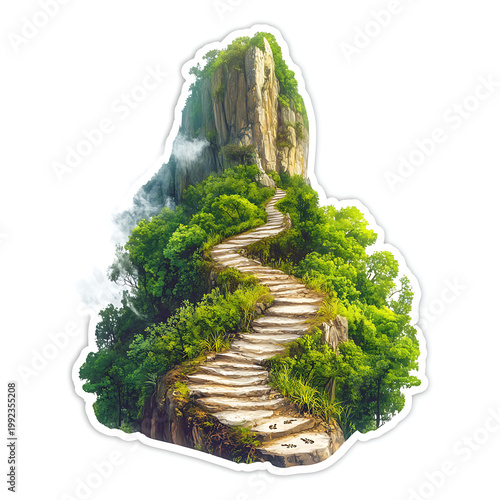 Path, Road, Nature, Art, Image for Printing, with White Background, for Stickers, T-shirt Print, Hat, Mug, Flip-flop, Mousepad