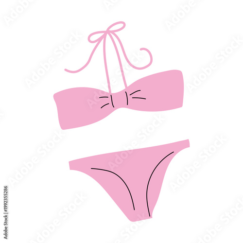 Pink halter neck bikini set with simple classic bottoms