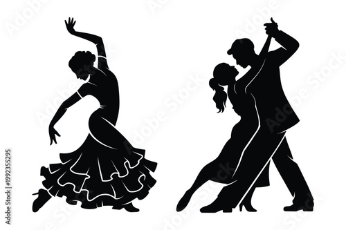 Silhouettes of dancers performing with ballroom performance silhouette