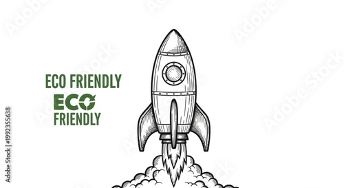Eco friendly rocket launching concept vector illustration against white background