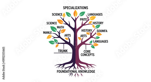 Educational tree diagram illustrating core concepts and specializations