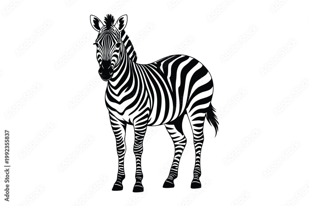 Fototapeta premium Illustration of a zebra with stripes full body wildlife illustration