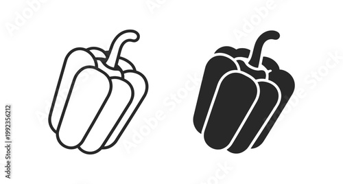 Pepper vegetable cooking food outline icon on transparent background