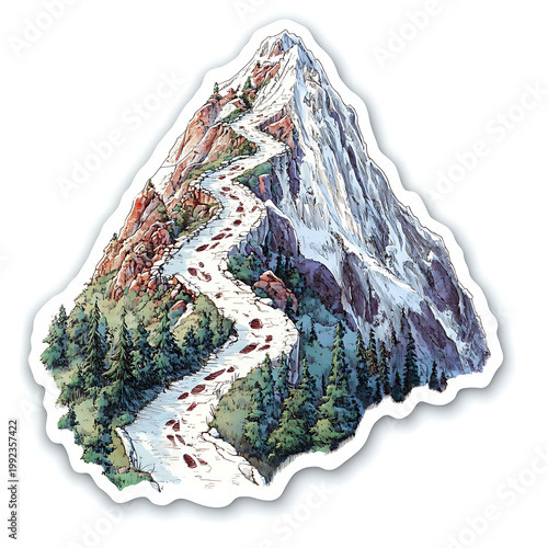 Path, Road, Nature, Art, Image for Printing, with White Background, for Stickers, T-shirt Print, Hat, Mug, Flip-flop, Mousepad