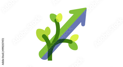 Green arrow with leafy growth.