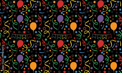 Cinco de mayo celebration vibrant pattern with balloons confetti festive decorations