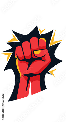 Red Fist Raised in Protest.