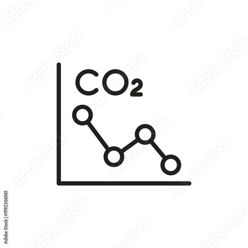Carbon dioxide emissions reduction graph icon