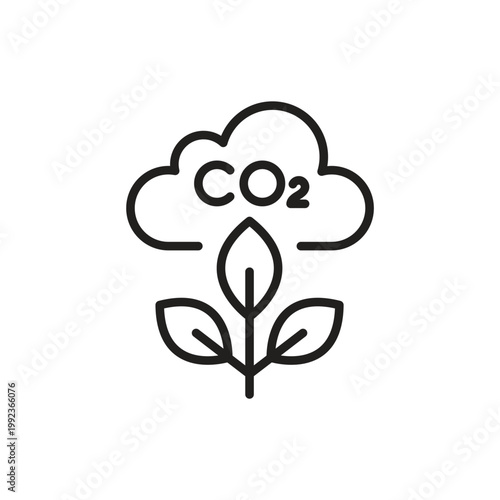 Carbon dioxide cloud with plant for CO2 reduction icon
