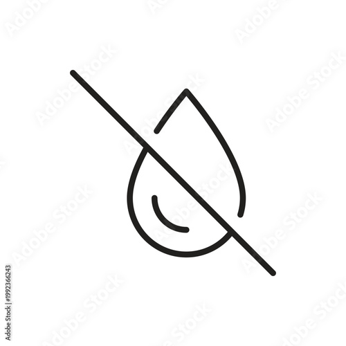 Water conservation line icon with crossed out drop
