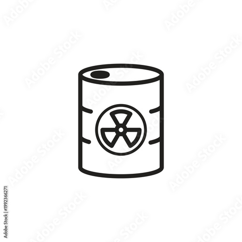 Radioactive waste barrel icon with hazard symbol