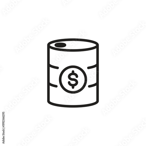 Oil barrel line icon with dollar sign for energy economy
