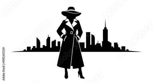 Silhouette of a woman in a city.