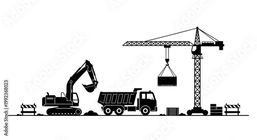 Construction site with heavy machinery.