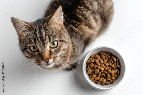 cat with food bowl, AI generated