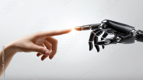 human and robot hands, AI generated