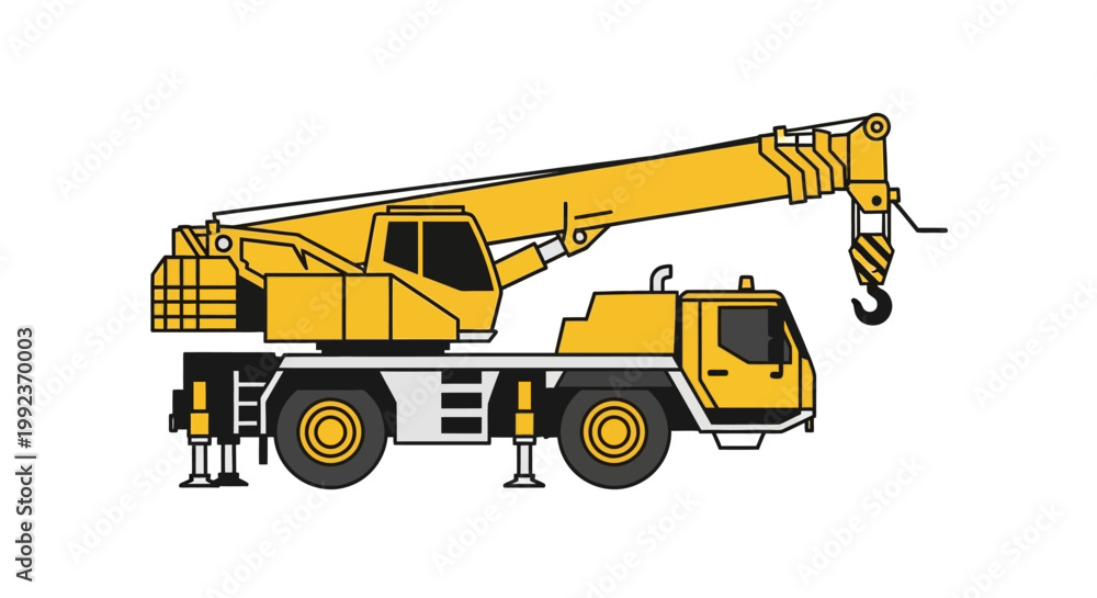 Obraz premium A yellow mobile crane vehicle illustration.